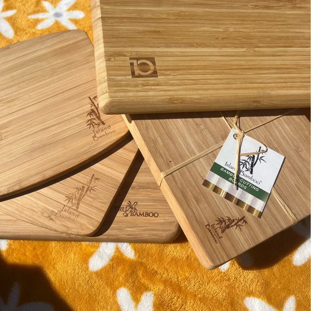 NWT & NWOT Island Bamboo Small Cutting Board Set 5ps Kitchen Starter Kit